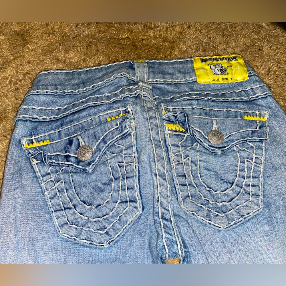 Yellow stitched true religion jeans size 24